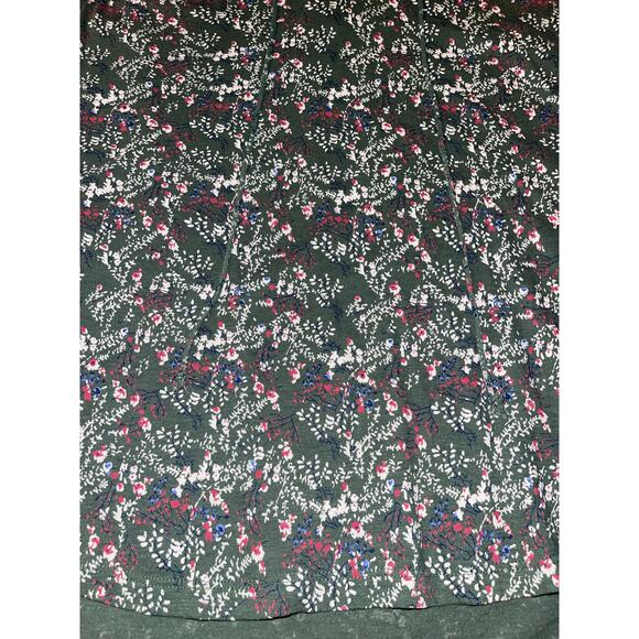 Womens‎ Lucky Brand Olive Green Floral Sheer Cap Sleeve Blouse Size L - Picture 2 of 8